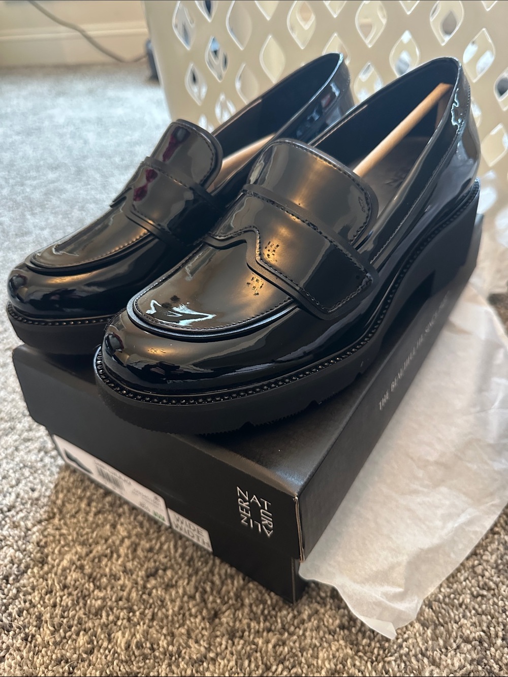 Black Patent Leather Womens Loafer - Classic Penny Strap